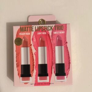 Ellen Tracy Matte Lipstick Set - Peachy Nude, Light Rose, Sweet Berry